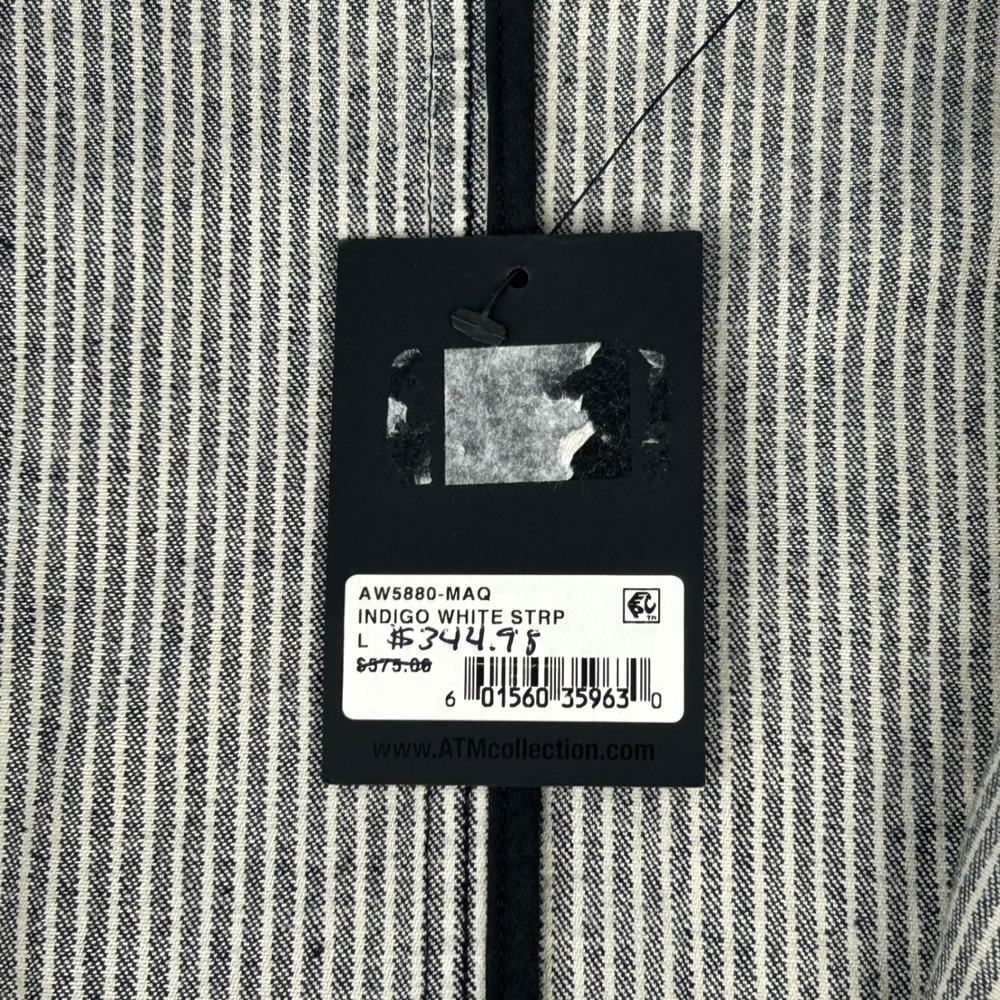 ATM Anthony Thomas Melillo Indigo White Stripe Field Jacket AW5880-MAQ Large NWT - Picture 2 of 16